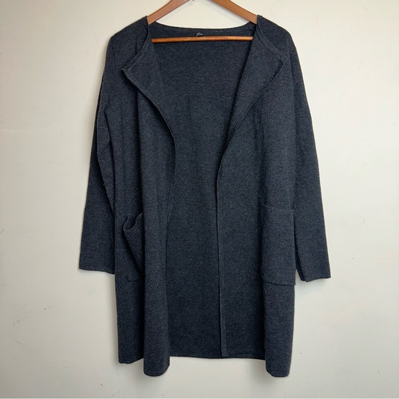 J.Crew Womens XS Juliette Merino Wool Collarless Sweater Blazer Gray Open Front - Picture 2 of 10